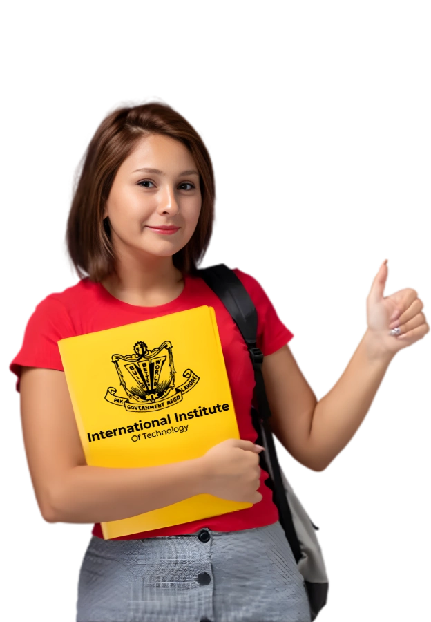 Student with Institute Brochure